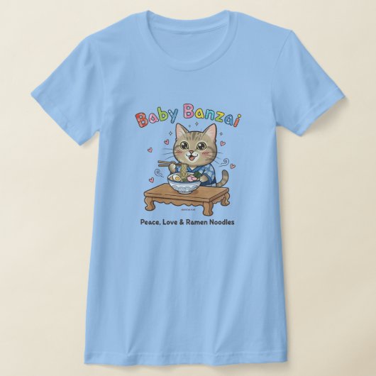 Baby Banzai Kat Peace, Love & Ramen Noodles T-shirt (Laagn)