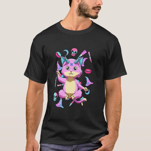 Baby Baphomet Cat Pastel Gothic en Nu Gothic T-shirt (Voorkant)