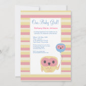 Baby Baptism Christening Cute Owls Photo Invite Kaart (Achterkant)