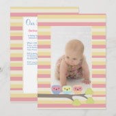 Baby Baptism Christening Cute Owls Photo Invite Kaart (Voorkant / Achterkant)