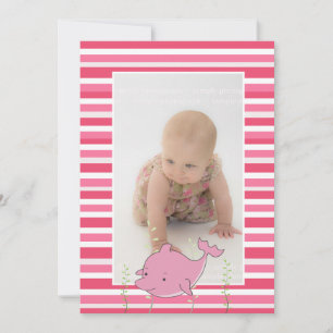 Baby Baptism Christening Pink Dolphin Foto uitnodi Kaart