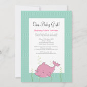 Baby Baptism Christening Pink Dolphin Foto uitnodi Kaart (Achterkant)
