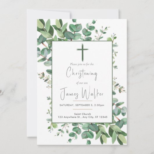 Baby Baptism Christening Uitnodiging (Voorkant)