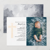 Baby Baptism Custom Photo Religieuze Ceremonie Kaart (Voorkant / Achterkant)