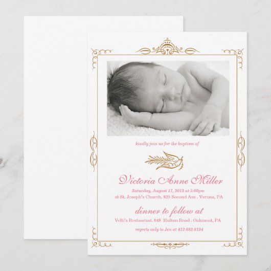 Baby Baptism Invitation Kaart (Voorkant / Achterkant)