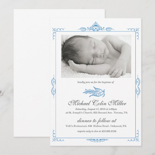 Baby Baptism Invitation Kaart (Voorkant / Achterkant)
