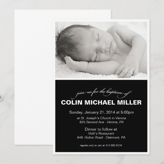 Baby Baptism Invitation Kaart (Voorkant / Achterkant)