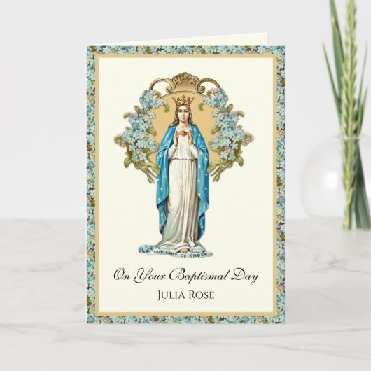 Baby Baptismal Christening Religieuze Maagd Mary Kaart (Voorkant)