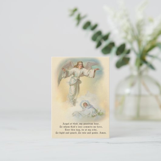 Baby Baptismal gedenken Angel Prayer Heilige Kaart Visitekaartje (Staand voorkant)