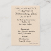 Baby Baptismal gedenken Angels Heilige Kaart Visitekaartje (Achterkant)