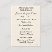 Baby Baptisme Herdenking Guardian Angel Heilige Ka Visitekaartje (Achterkant)