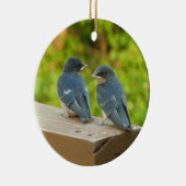 Baby Barn Swallows Natuur Fotografie Keramisch Ornament (Rechts)