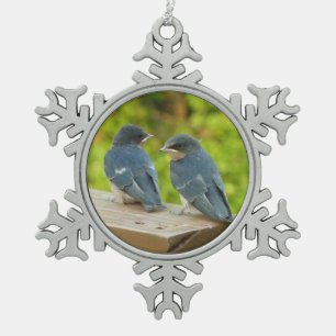 Baby Barn Swallows Natuur Fotografie Tin Sneeuwvlok Ornament