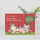 Baby Barnyard Buddies Birthday Party Invitation Kaart (Staand voorkant)