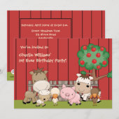 Baby Barnyard Buddies Birthday Party Invitation Kaart (Voorkant / Achterkant)