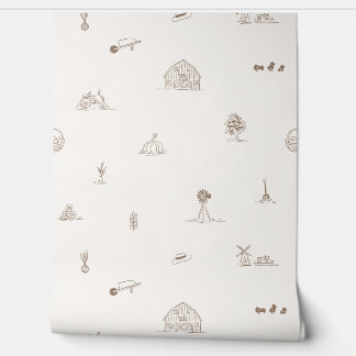 Baby Barnyard Minimalistisch behang
