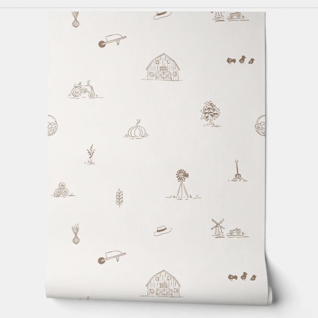 Baby Barnyard Minimalistisch behang (Afrollen)