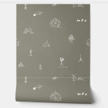 Baby Barnyard Minimalistisch behang