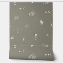 Baby Barnyard Minimalistisch behang