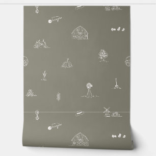 Baby Barnyard Minimalistisch behang