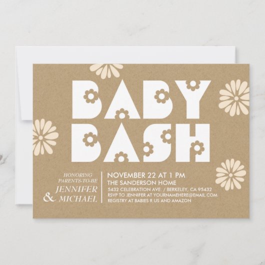 Baby Bash | Baby Shower Invitations Kraft Paper v1 Kaart (Voorkant)