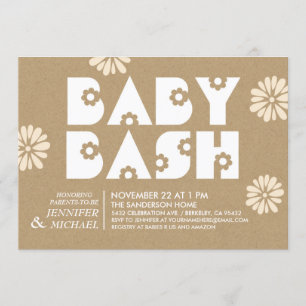 Baby Bash   Baby Shower Invitations Kraft Paper v1 Kaart