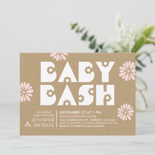 Baby Bash | Baby Shower Invitations Kraft Paper v2 Kaart (Staand voorkant)