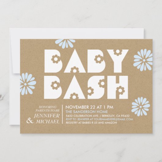 Baby Bash | Baby Shower Invitations Kraft Paper v3 Kaart (Voorkant)