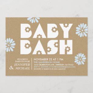 Baby Bash   Baby Shower Invitations Kraft Paper v3 Kaart