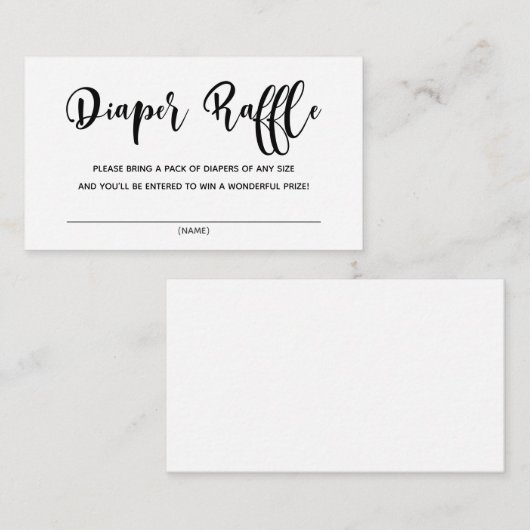 Baby Bash Diaper Raffle Enclosure Card Informatiekaartje (Voorkant / Achterkant)
