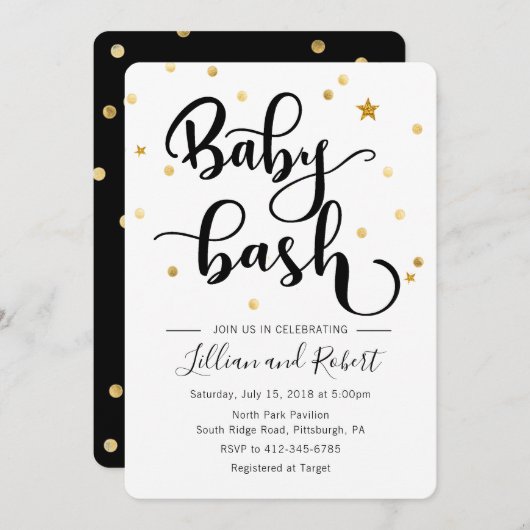 Baby Bash Koppels Baby shower uitnodiging (Voorkant / Achterkant)