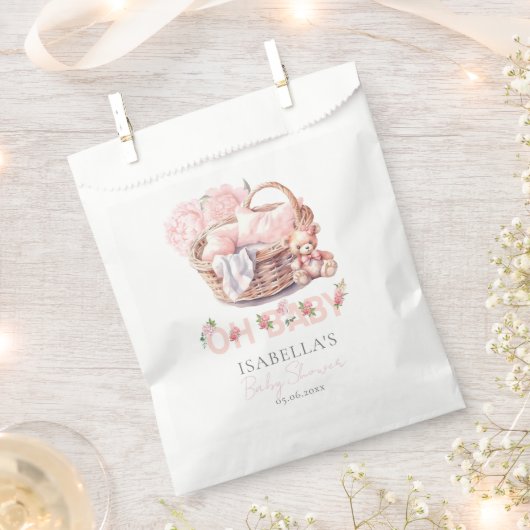 Baby Basket Floral Elegant Baby shower Bedankzakje (Geknipt)