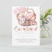 Baby Basket Floral Elegant Baby shower Kaart (Staand voorkant)