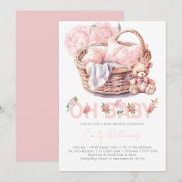 Baby Basket Floral Elegant Baby shower Kaart