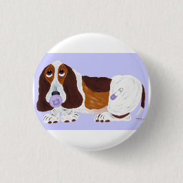 Baby Basset Hond Ronde Button 3,2 Cm