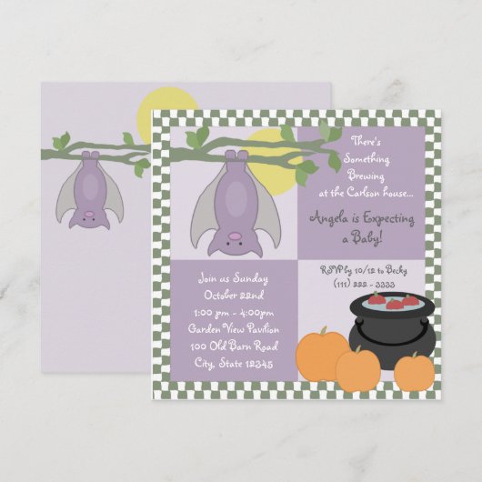 Baby Bat Herfstdouche Kaart (Voorkant / Achterkant)