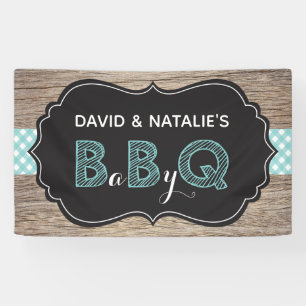 Baby BBQ Baby shower Banner Blauwgroen