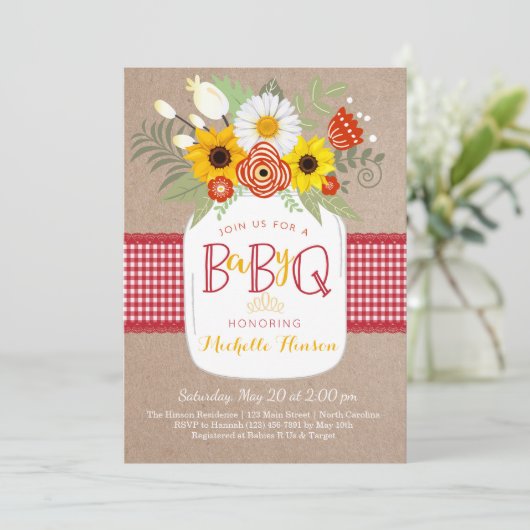 Baby BBQ Baby shower Invitation, BabyQ Invite Kaart (Staand voorkant)