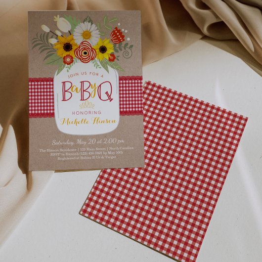 Baby BBQ Baby shower Invitation, BabyQ Invite Kaart