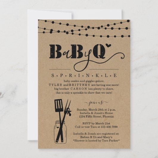 Baby BBQ - Baby Sprinkle Baby Q BaByQ Barbeque Kaart (Voorkant)