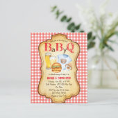 Baby BBQ barbecue budget baby shower uitnodiging (Staand voorkant)