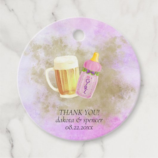 Baby BBQ en Bier | Zomer buitendouche thema Bedankjes Labels (Voorkant)