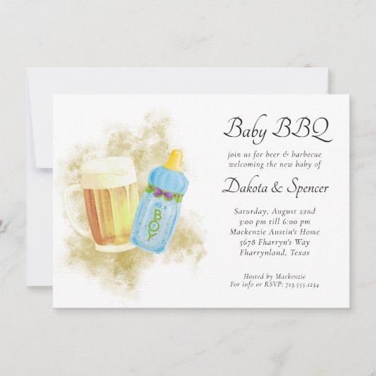 Baby BBQ en Bier | Zomer buitendouche thema Kaart (Voorkant)