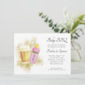 Baby BBQ en Bier | Zomer buitendouche thema Kaart (Staand voorkant)