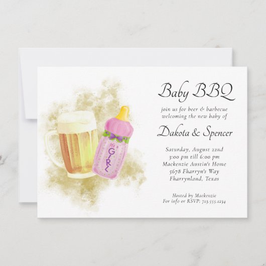 Baby BBQ en Bier | Zomer buitendouche thema Kaart (Voorkant)