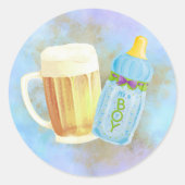 Baby BBQ en Bier | Zomer buitendouche thema Ronde Sticker (Voorkant)