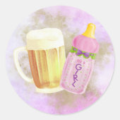 Baby BBQ en Bier | Zomer buitendouche thema Ronde Sticker (Voorkant)