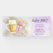 Baby BBQ en Bier | Zomer buitendouche thema Spandoek (Horizontaal)
