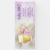 Baby BBQ en Bier | Zomer buitendouche thema Spandoek (Verticaal)