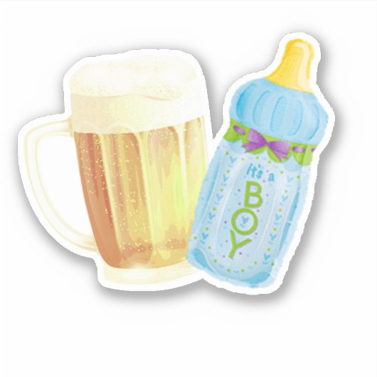 Baby BBQ en Bier | Zomer buitendouche thema Sticker (Voorkant)